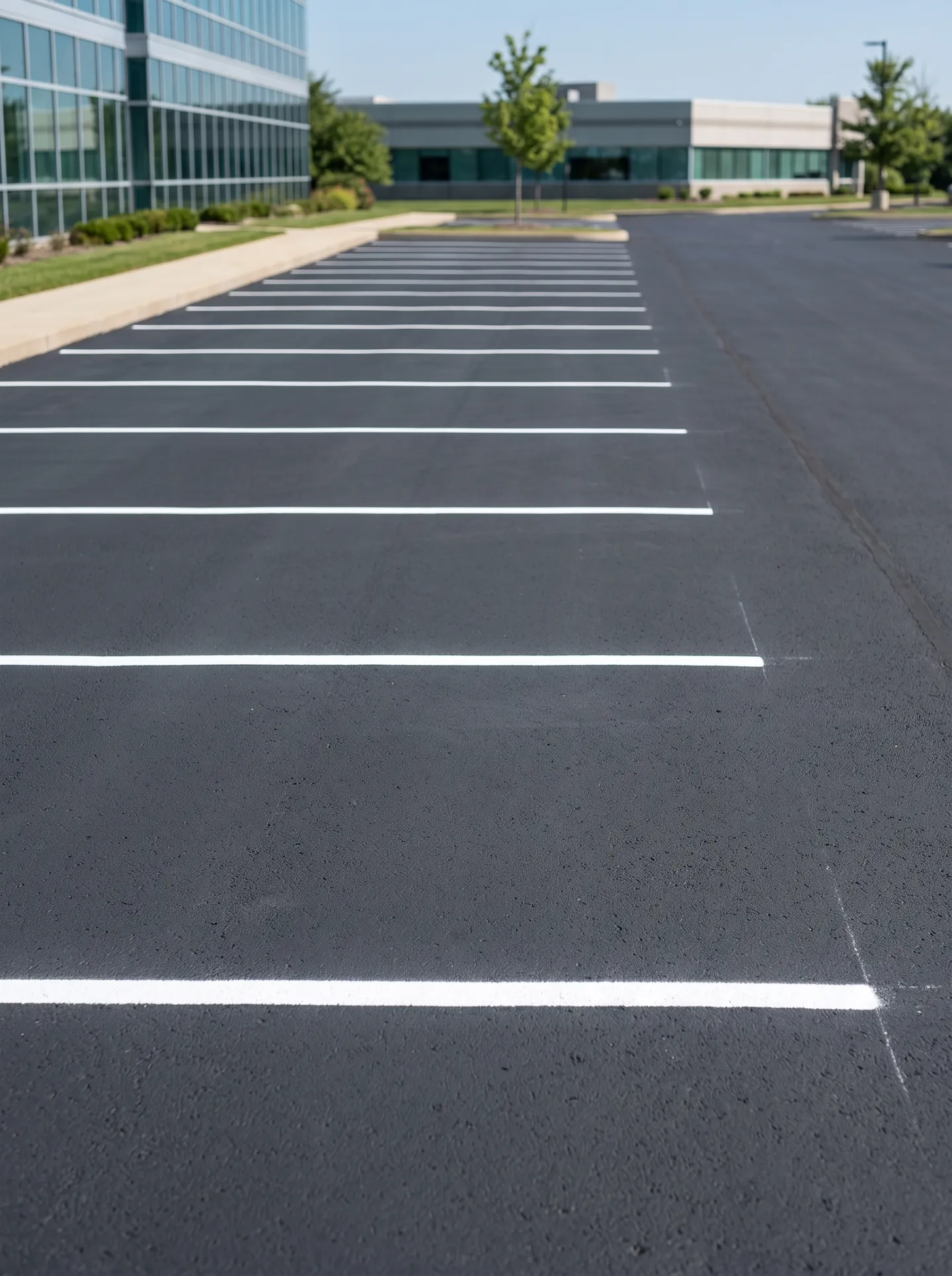 Freshly striped shopping-center parking lot in Altamonte Springs, FL