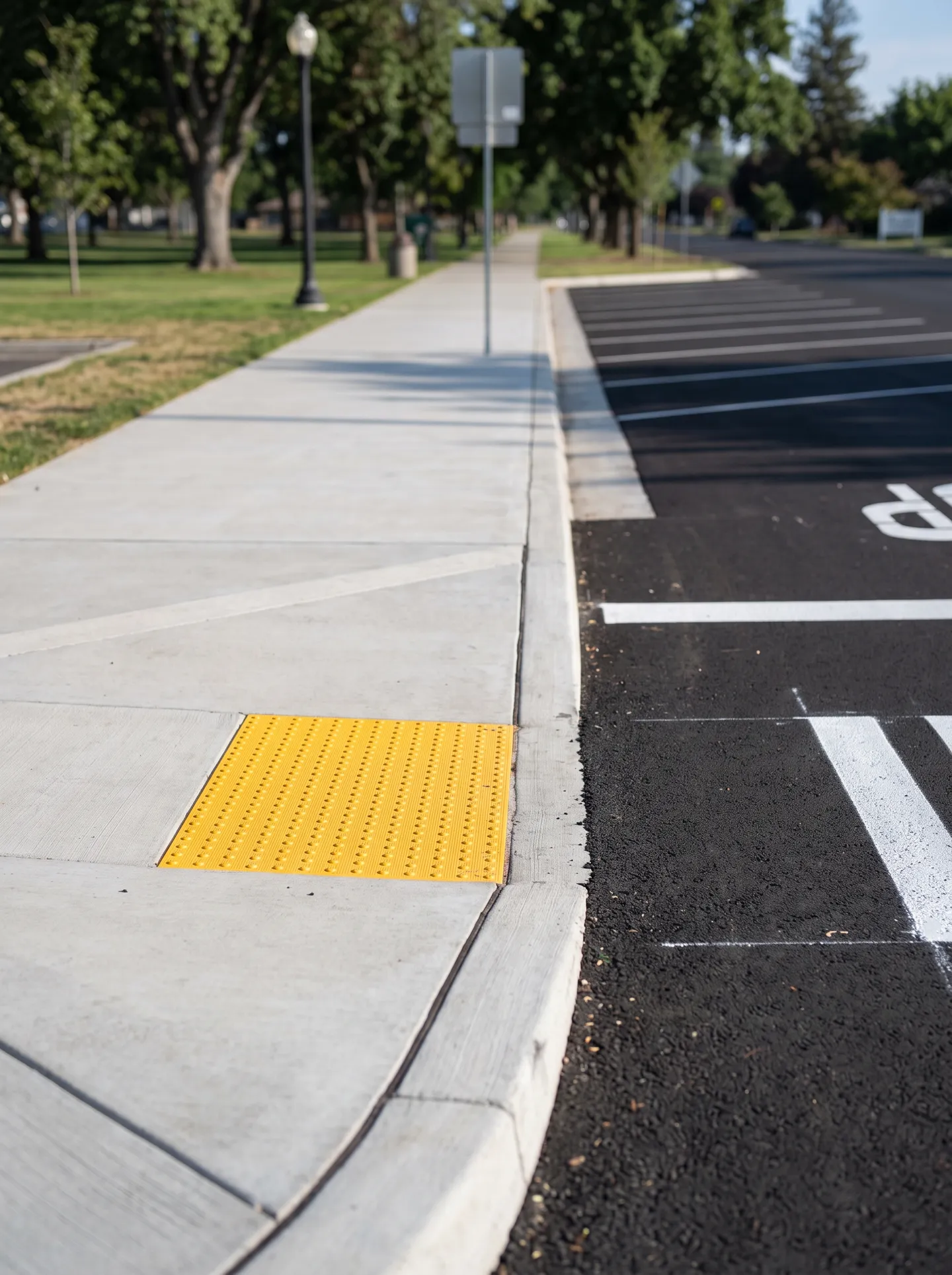 Commercial concrete sidewalk and ADA curb ramp